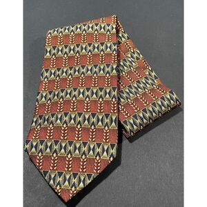JZ Richards / Mens Neck Tie / Orange Olive / All Silk Handmade USA / 3.75" x 60"